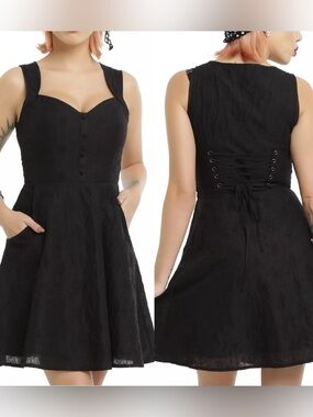 Hot Topic NEW Skull Print Corset Back Dress Sz S